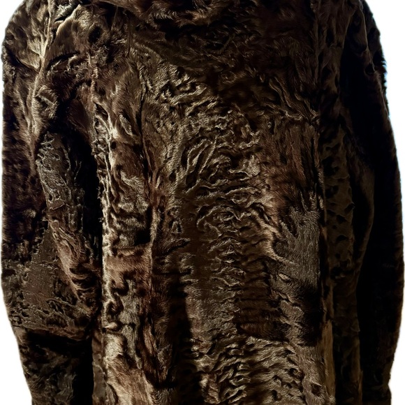 Lamb Karakul fur brown full cut Fabulous coat, long elegant size medium - Picture 2 of 16